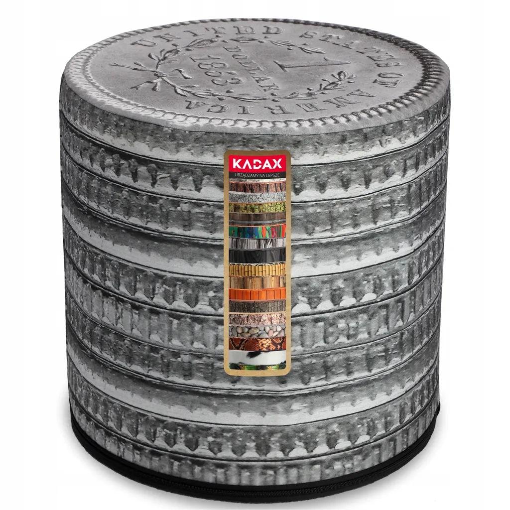 KADAX Sitztruhen "Fasano", Sitzpuff 41cm, runder Sitzhocker, Fußhocker, Münzen